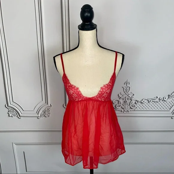 chinese dress ladies Victoria's Secret Silk & Lace Babydoll Nightie  Calico